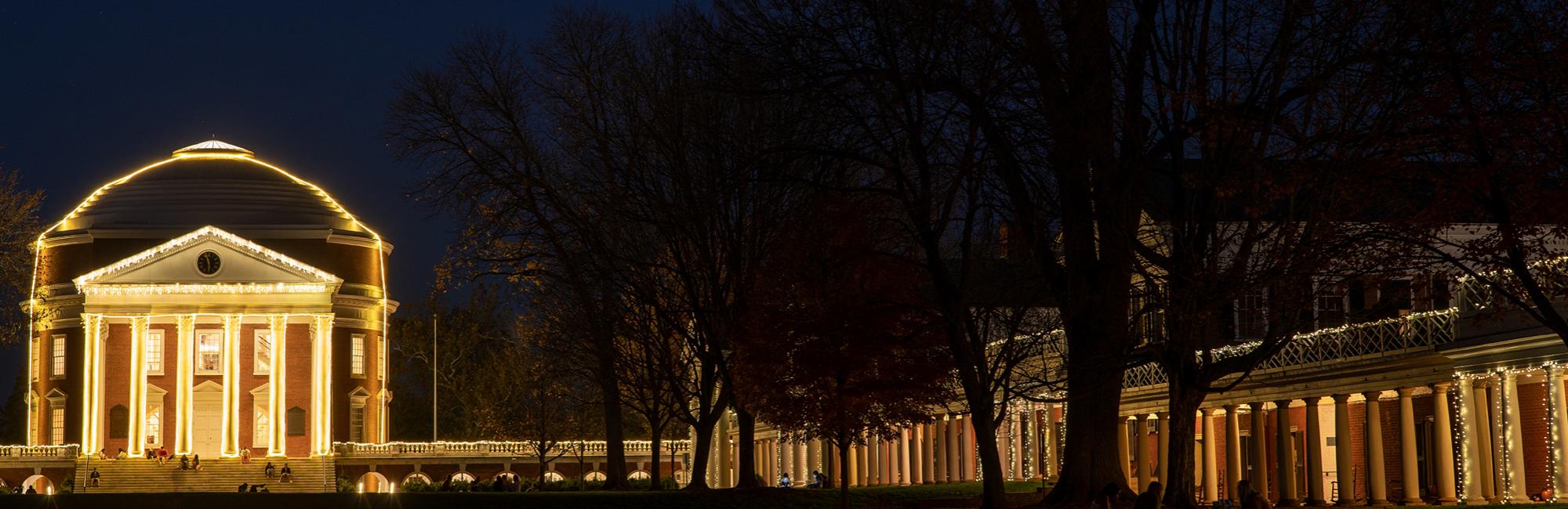 Rotunda at night illuminated with lights